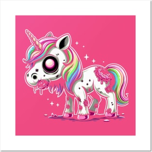 Rainbow Zombie Unicorn cute and scary Posters and Art